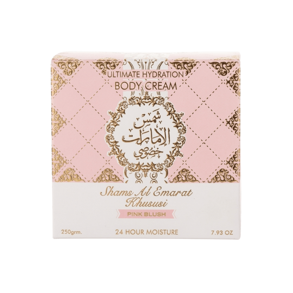 Ard Al Zaafaran Shams Al Emarat Khususi Pink Blush Body Cream 250g embalagem original