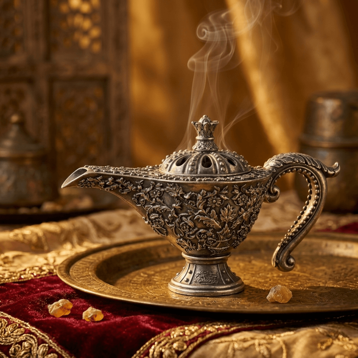 Asgharali Mubkhar Aladdin Silver Incensório Prata ambiente