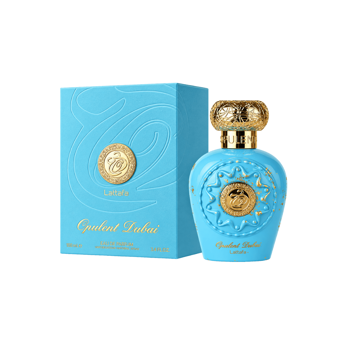 Lattafa Opulent Dubai Eau de Parfum 100ml frasco e embalagem original
