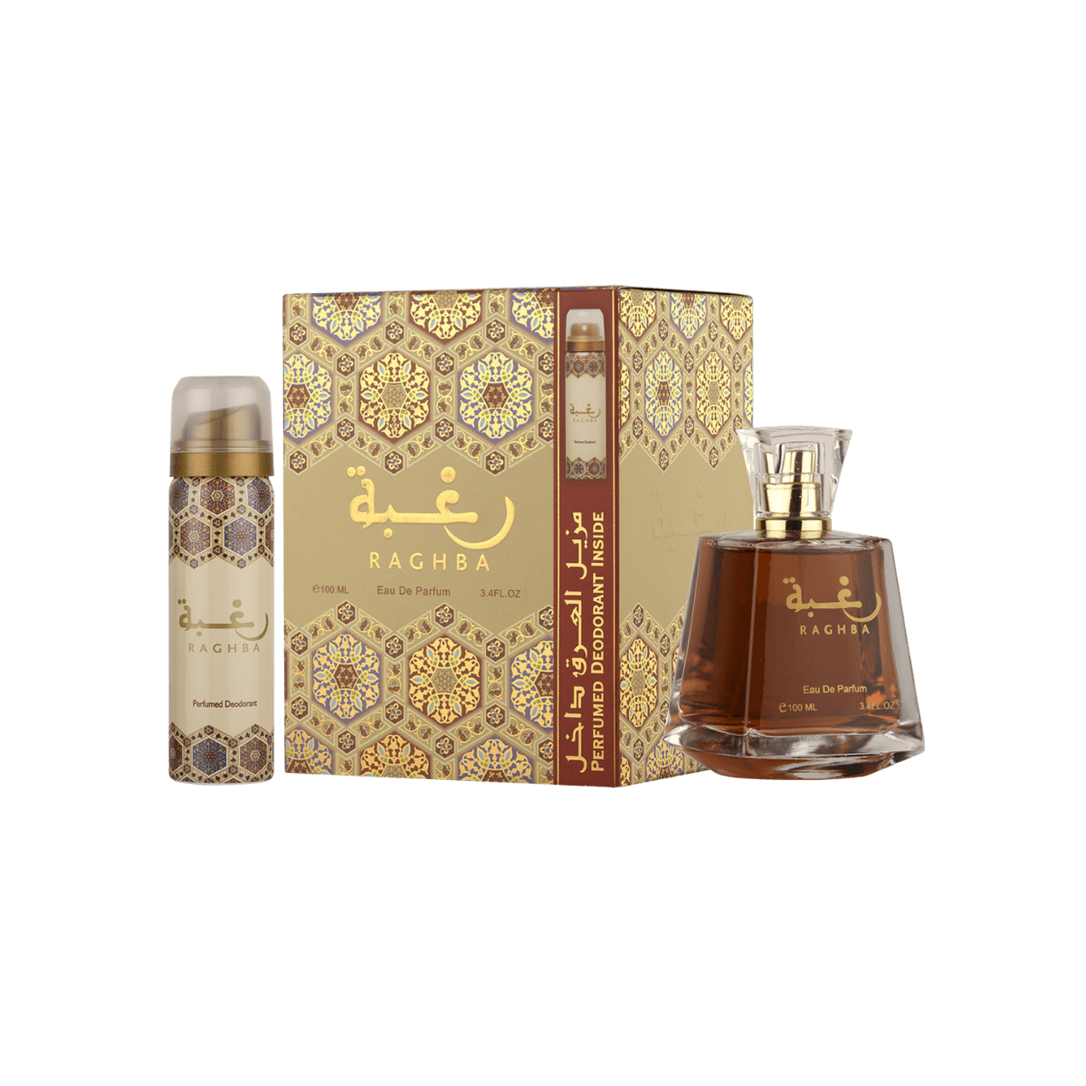 Lattafa Raghba Eau De Parfum 100ml+Deo Spray 50ml completo