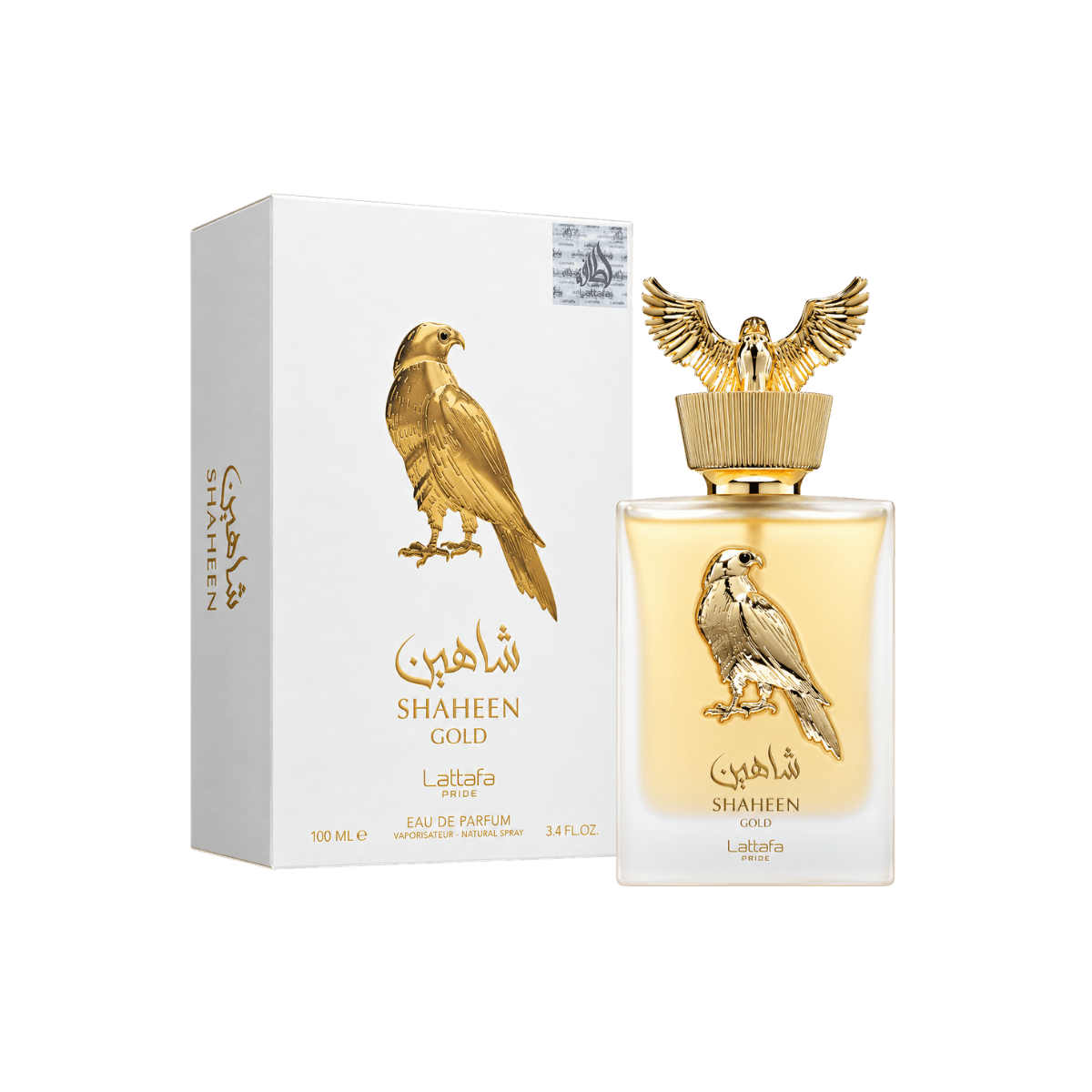 Lattafa Pride Shaheen Gold Eau De Parfum 100ml frasco e embalagem original