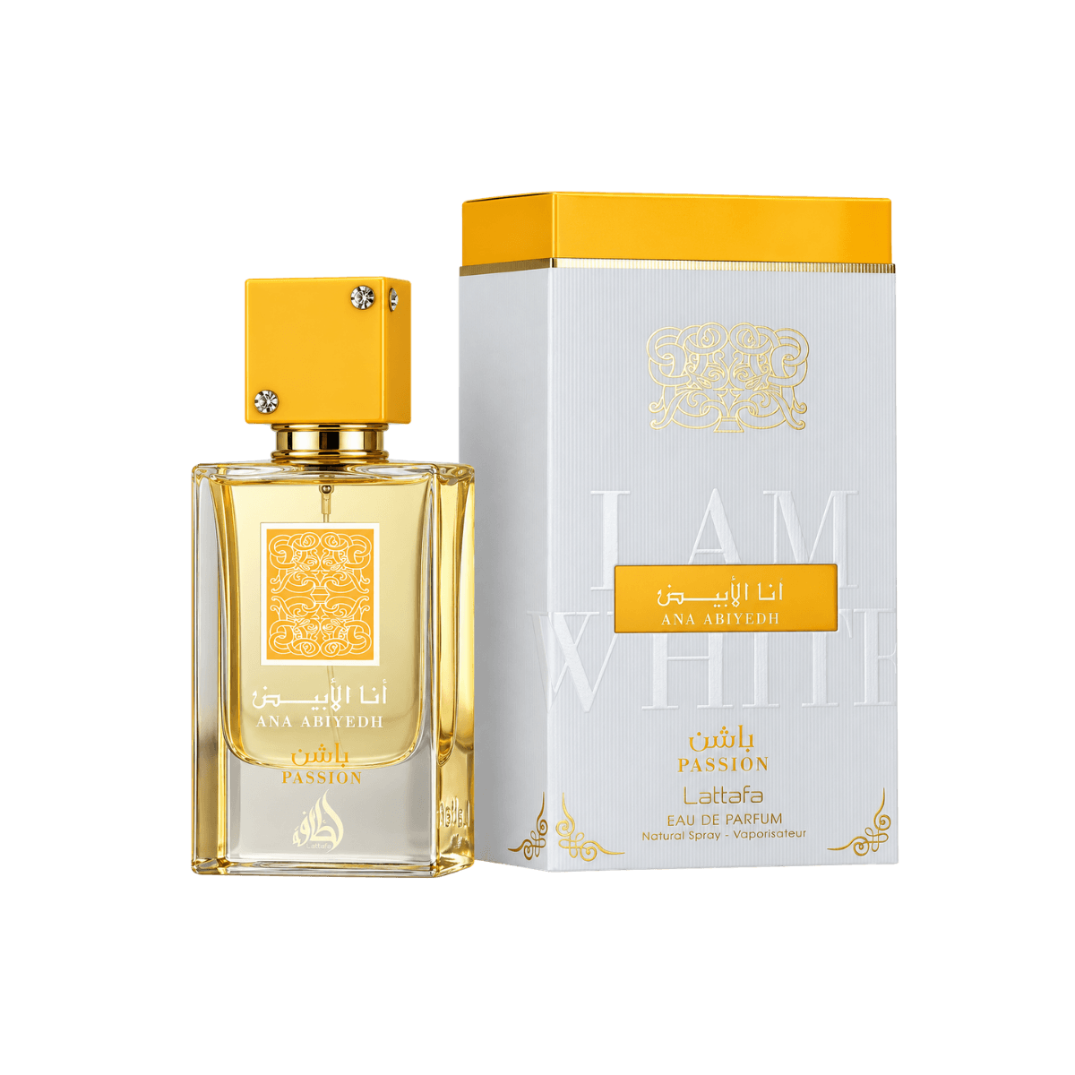 Lattafa Ana Abiyedh Passion Eau de Parfum 60ml frasco e embalagem original