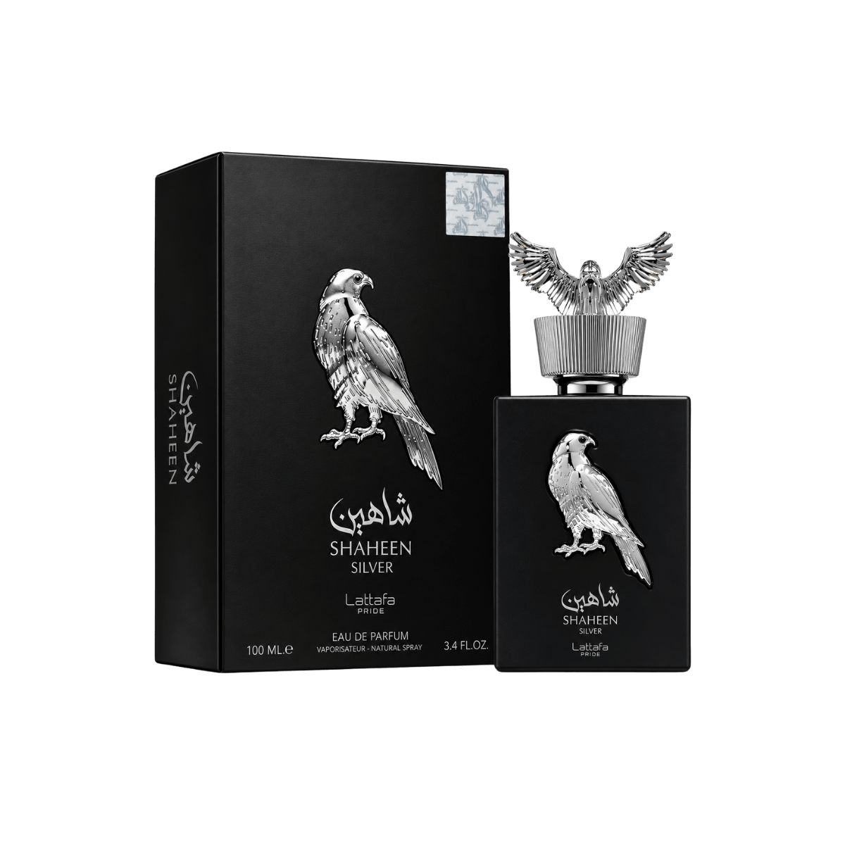 Lattafa Pride Shaheen Silver Eau de Parfum 100ml frasco e embalagem original