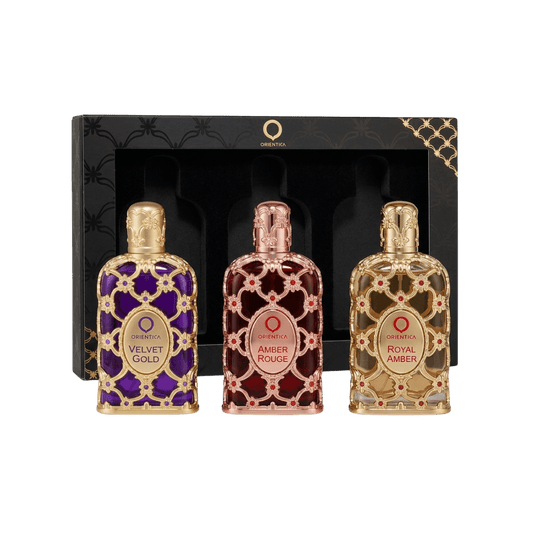 Orientica Coffret Amber Rouge + Royal Amber + Velvet Gold Eau de Parfum 3x30ml kit completo